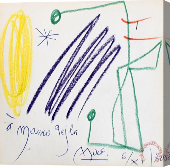 Joan Miro Untitled (mauro Pejla) Sans Titre, 1970 Stretched Canvas Painting / Canvas Art