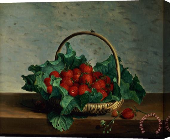 Johan Laurents Jensen  Basket of Strawberries Stretched Canvas Painting / Canvas Art