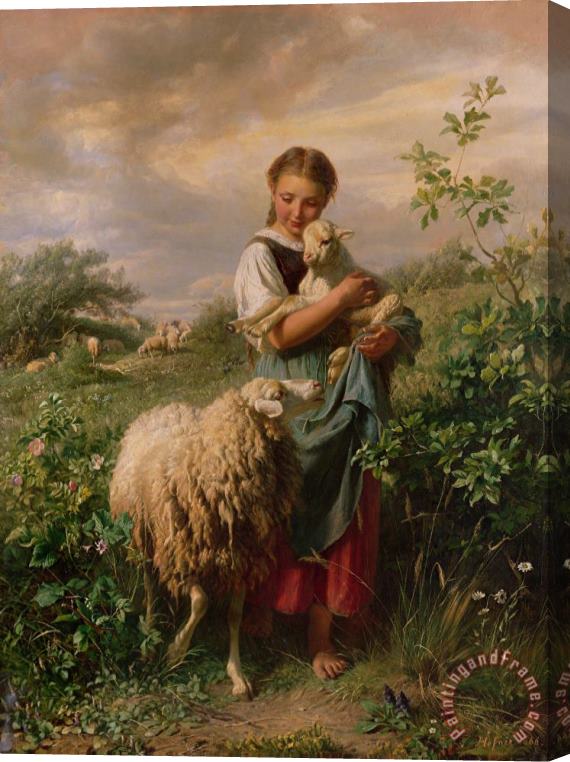 Johann Baptist Hofner The Shepherdess Stretched Canvas Print / Canvas Art