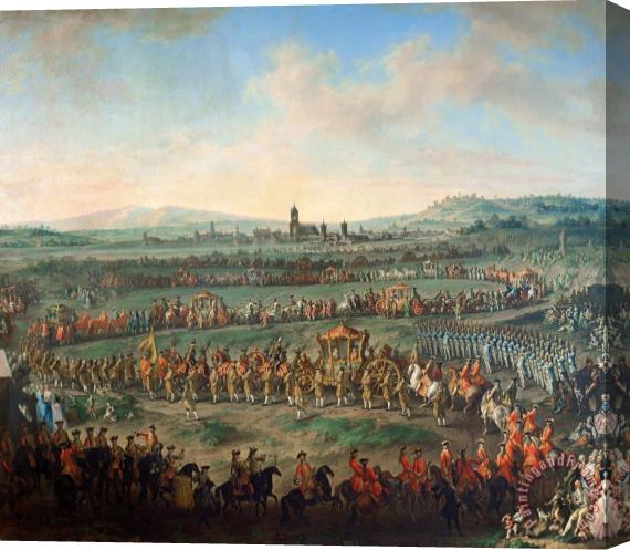 Johann Dallinger von Dalling Entrance of The Emperor Franz I. Stephan And His Son Joseph (ii.) Into Frankfurt on March 29, 1764 Stretched Canvas Print / Canvas Art