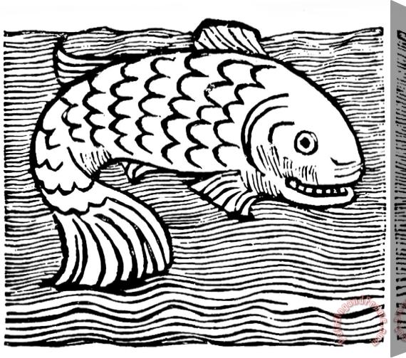 Johannes de Cuba Leviathan Fish Engraving Stretched Canvas Painting / Canvas Art