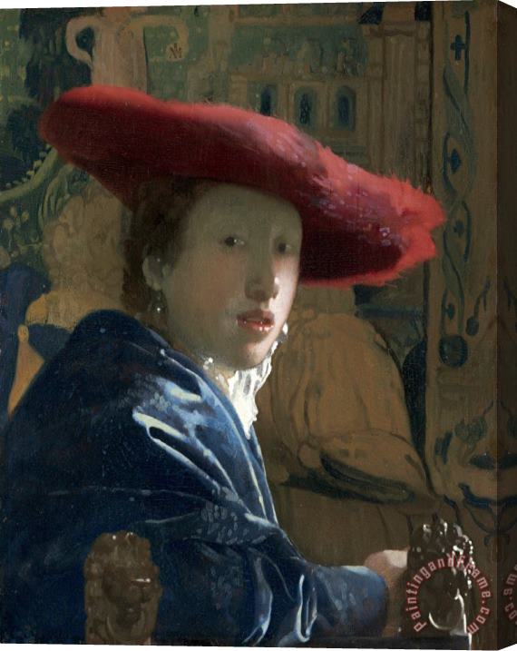 Johannes Vermeer Girl with a Red Hat Stretched Canvas Print / Canvas Art