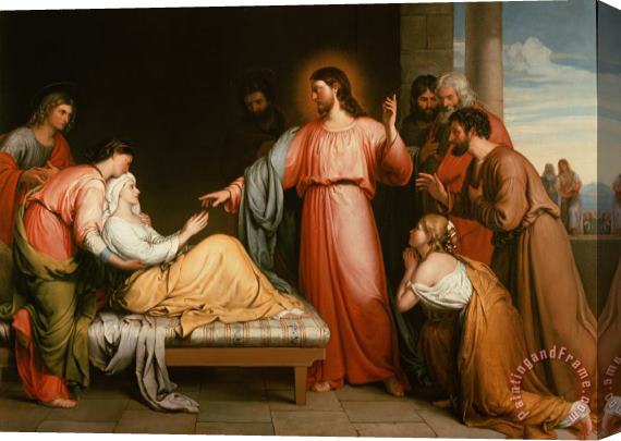 John Bridges Christ healing the mother of Simon Peter Stretched Canvas Print / Canvas Art