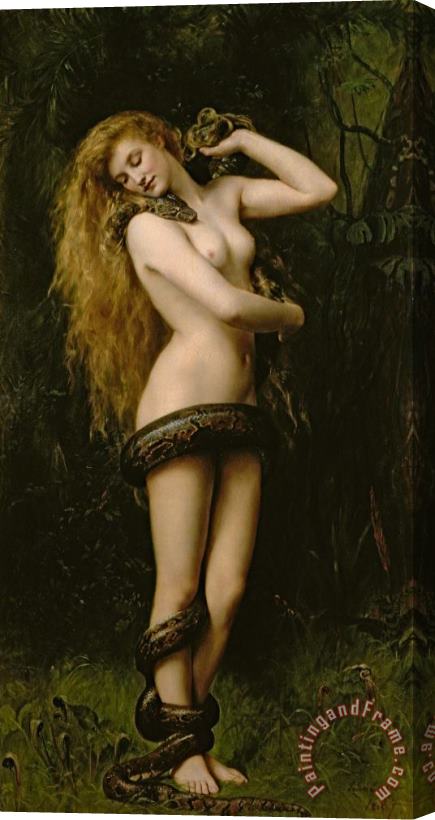 John Collier Lilith Stretched Canvas Painting / Canvas Art