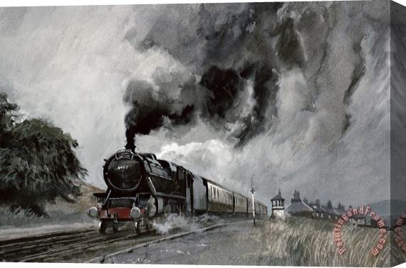 John Cooke Steam Train at Garsdale - Cumbria Stretched Canvas Painting / Canvas Art