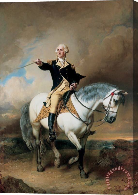 John Faed Portrait Of George Washington Taking The Salute At Trenton Stretched Canvas Print / Canvas Art