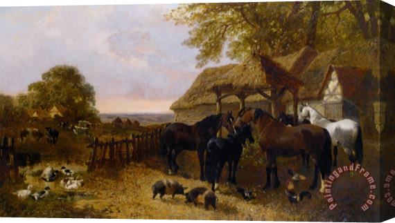 John Frederick Herring Jnr The Stable Yard Stretched Canvas Print / Canvas Art