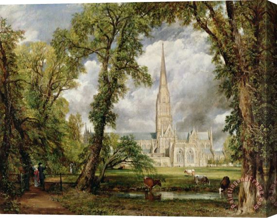 John Glover View of Salisbury Cathedral from the Bishop's Grounds Stretched Canvas Print / Canvas Art