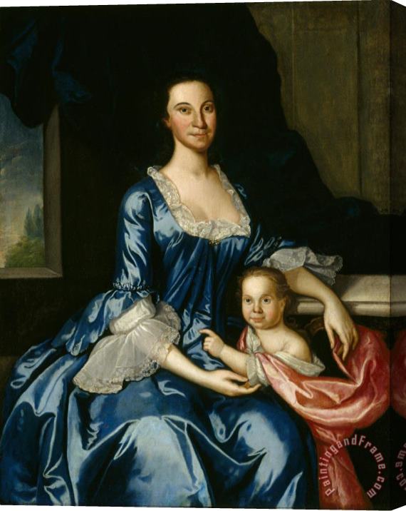 John Hesselius Portrait of Mrs. Matthew Tilghman And Her Daughter, Anna Maria Stretched Canvas Painting / Canvas Art