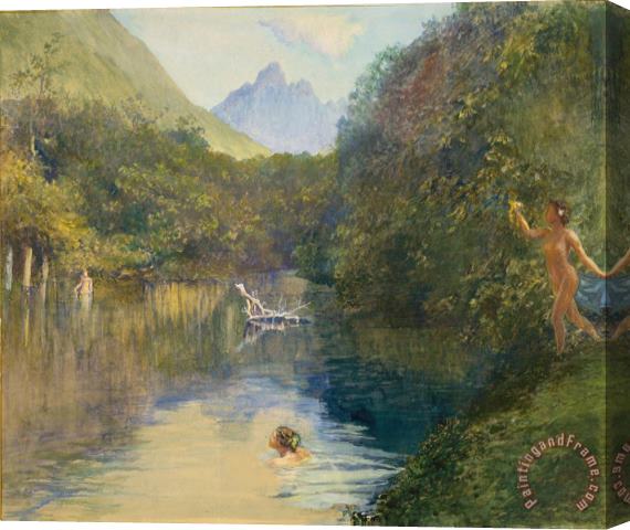 John LaFarge Ford at the Upper End of the Vai-Te-Piha Stretched Canvas Print / Canvas Art