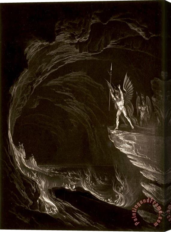 John Martin Satan Arousing The Fallen Angels, Book 1, Line 314, From John Milton, Paradise Lost Stretched Canvas Painting / Canvas Art