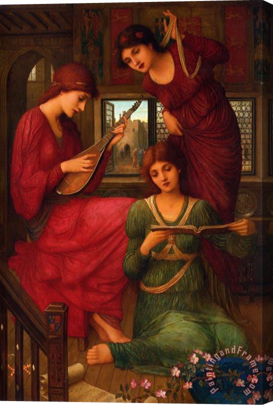 John Melhuish Strudwick In The Golden Days Stretched Canvas Print / Canvas Art