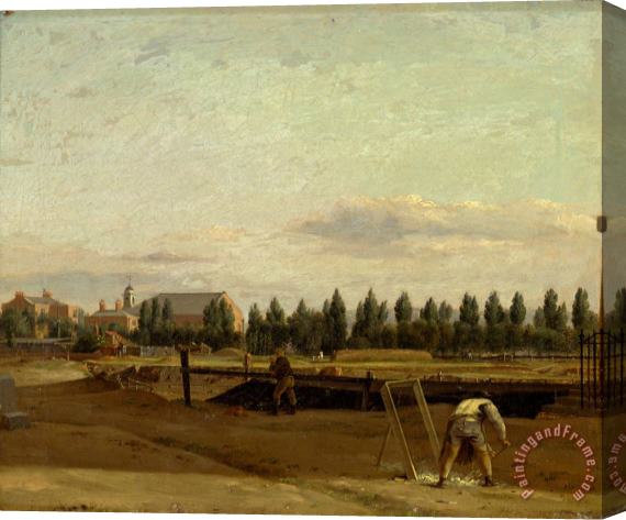 John Seguier Excavating The Regent's Canal, with a View of Marylebone Chapel Stretched Canvas Painting / Canvas Art