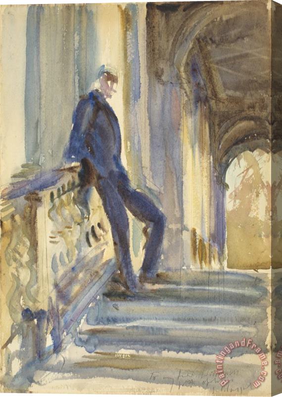 John Singer Sargent Sir Neville Wilkenson on The Steps of a Venetian Palazzo Stretched Canvas Painting / Canvas Art