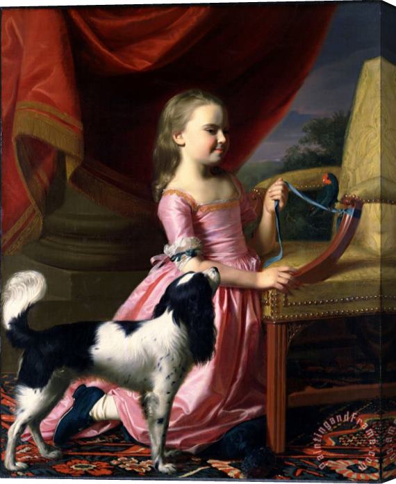 John Singleton Copley Young Lady with a Bird And a Dog Stretched Canvas Print / Canvas Art