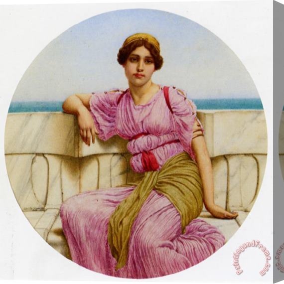 John William Godward On The Terrace Stretched Canvas Painting / Canvas Art