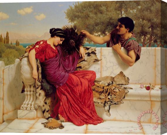 John William Godward The Old Story Stretched Canvas Print / Canvas Art
