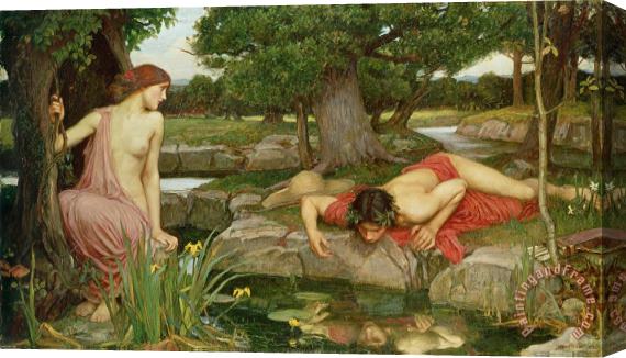 John William Waterhouse Echo and Narcissus Stretched Canvas Painting / Canvas Art
