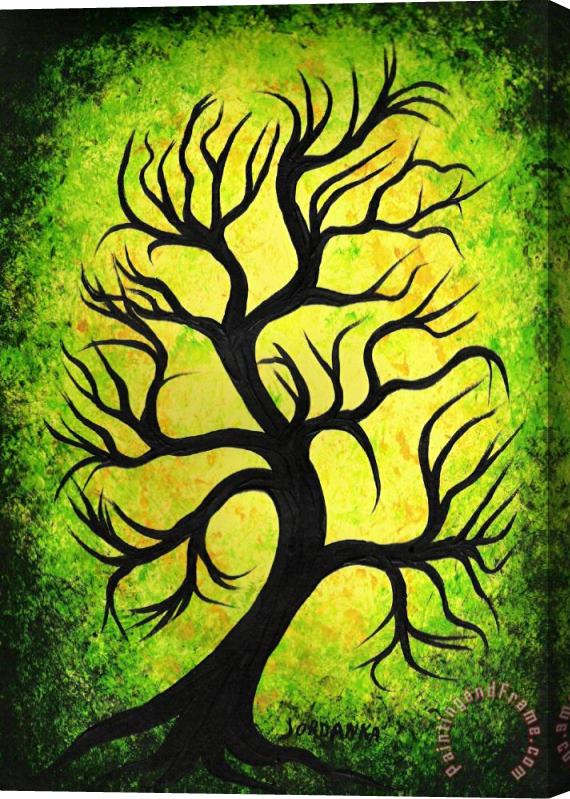 Jordanka Yaretz Green dancing tree Stretched Canvas Painting / Canvas Art