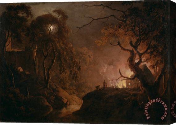 Joseph Wright  Cottage on Fire at Night Stretched Canvas Print / Canvas Art