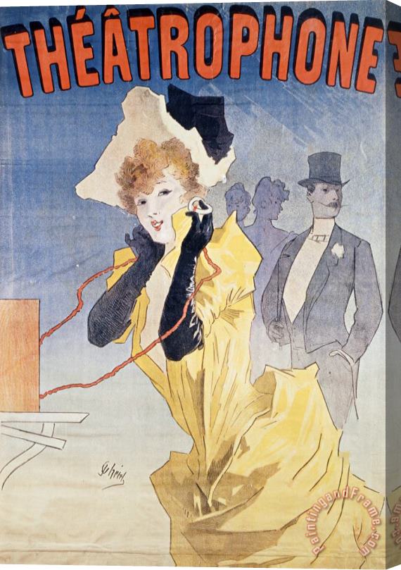 Jules Cheret Poster Advertising the Theatrophone Stretched Canvas Painting / Canvas Art