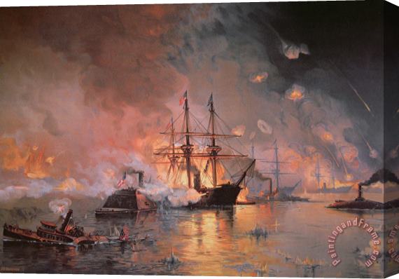 Julian Oliver Davidson Capture of New Orleans by Union Flag Officer David G Farragut Stretched Canvas Painting / Canvas Art