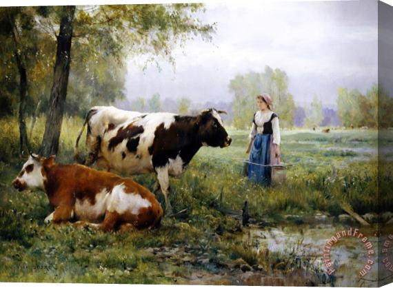 Julien Dupre The Milkmaid Stretched Canvas Painting / Canvas Art