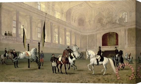 Julius von Blaas Morning Exercise in the Hofreitschule Stretched Canvas Painting / Canvas Art