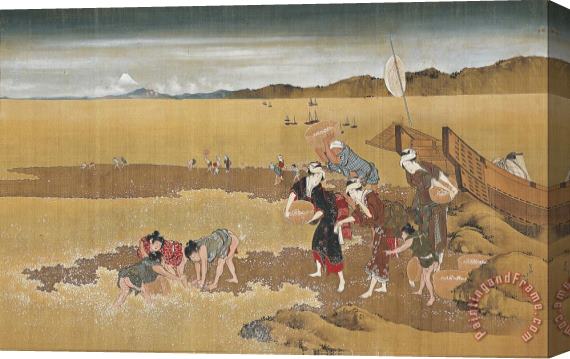 Katsushika Hokusai Shell Gathering Stretched Canvas Painting / Canvas Art