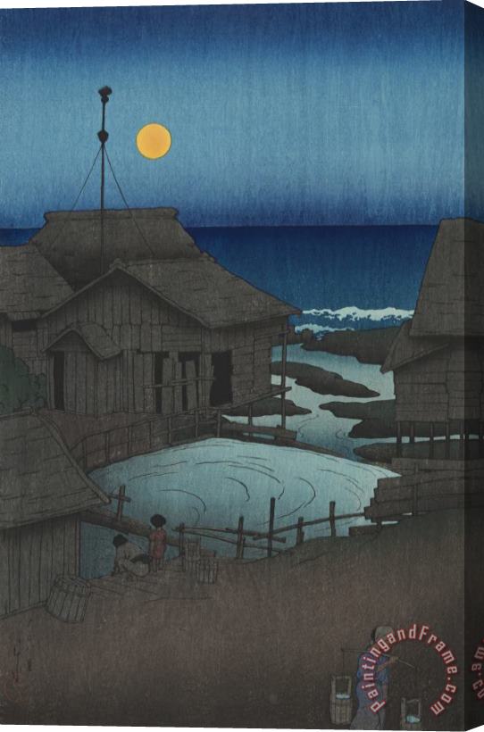 Kawase Hasui Full Moon at Mutsu (mutsu, Mishima Gawa), From The Series Souvenirs of Travels, First Series (tabi Miyage, Dai Isshu) Stretched Canvas Painting / Canvas Art