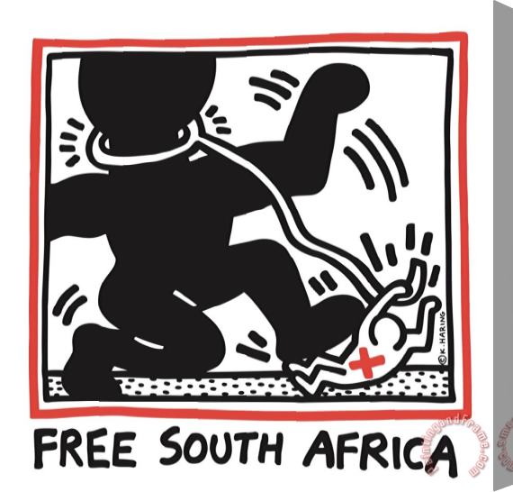 Keith Haring Free South Africa 1985 Stretched Canvas Painting / Canvas Art