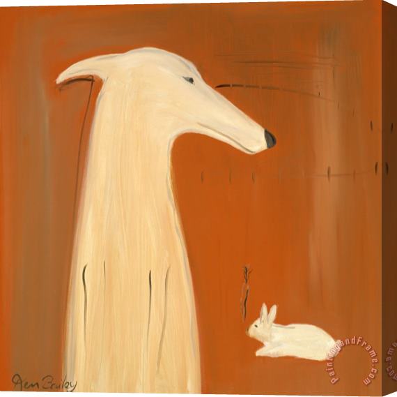 Ken Bailey Greyhound And Rabbit Stretched Canvas Print / Canvas Art