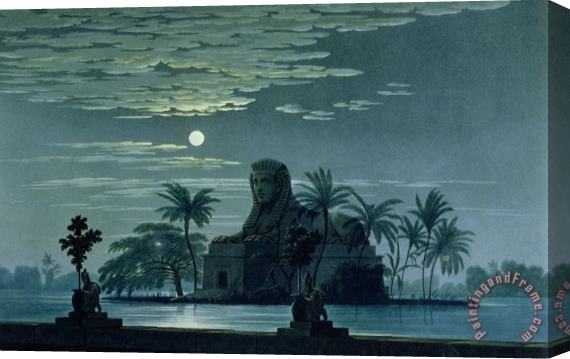 KF Schinkel Garden scene with the Sphinx in moonlight Stretched Canvas Painting / Canvas Art