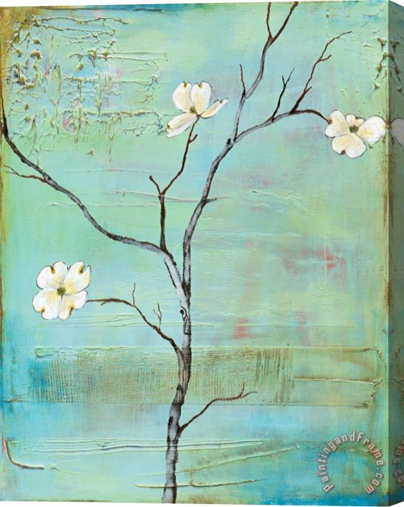 Laura Gunn Dogwood on Turquoise II Stretched Canvas Print / Canvas Art