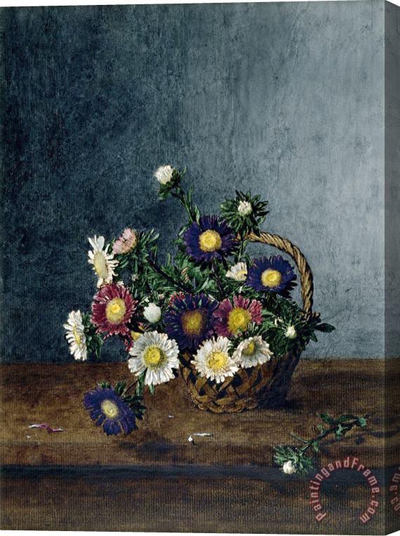 Leon Bonvin Basket of Asters Stretched Canvas Print / Canvas Art