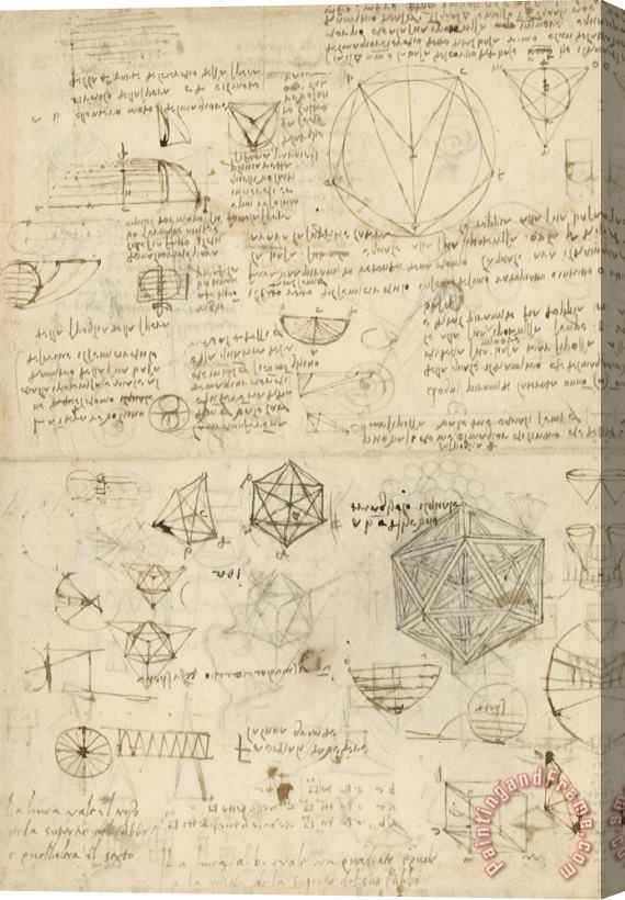 Leonardo da Vinci Cube Sphere Icosahedron Mention Of Known Project For Telescope Stretched Canvas Print / Canvas Art