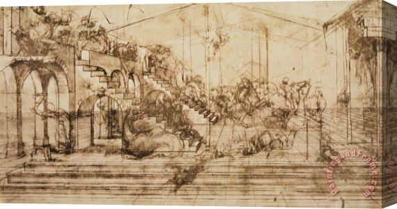 Leonardo da Vinci Perspective Study For The Background Of The Adoration Of The Magi Stretched Canvas Painting / Canvas Art