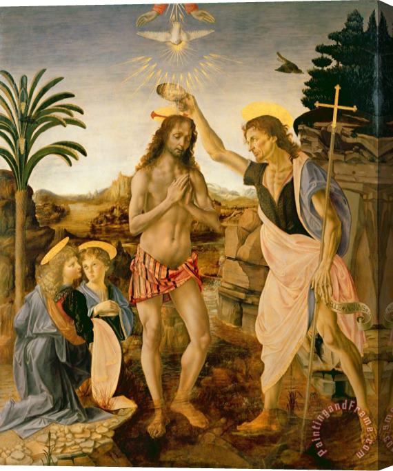 Leonardo da Vinci The Baptism Of Christ By John The Baptist Stretched Canvas Print / Canvas Art