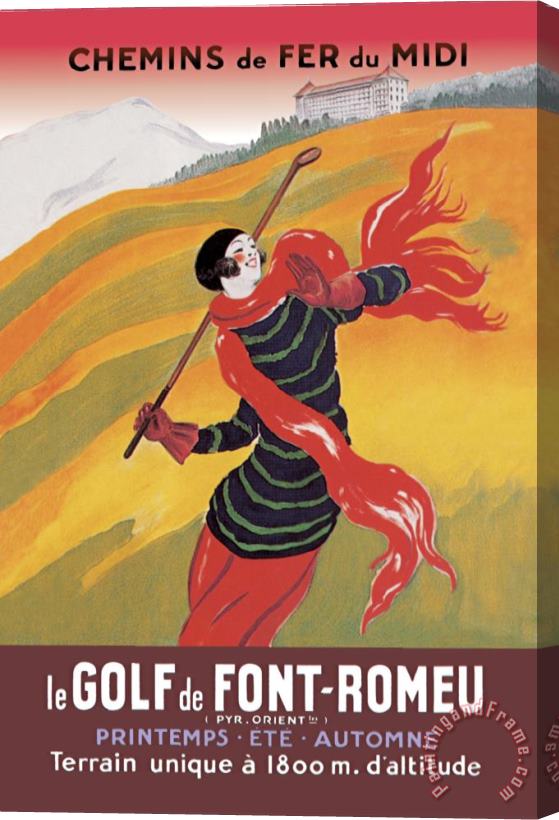 Leonetto Cappiello Le Golf De Fon Romeu Stretched Canvas Print / Canvas Art
