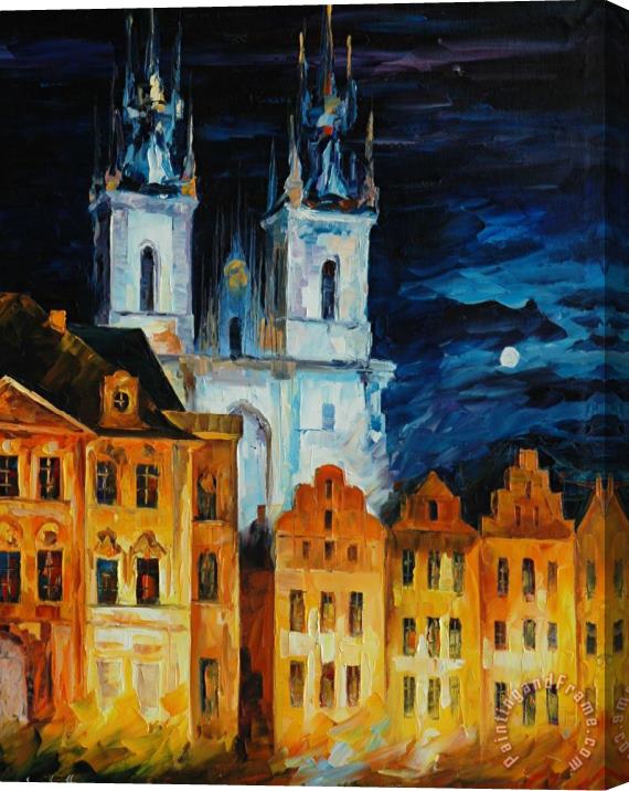 Leonid Afremov Blue Castle Stretched Canvas Print / Canvas Art