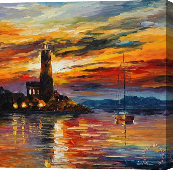 Leonid Afremov By The Lighthouse Stretched Canvas Print / Canvas Art