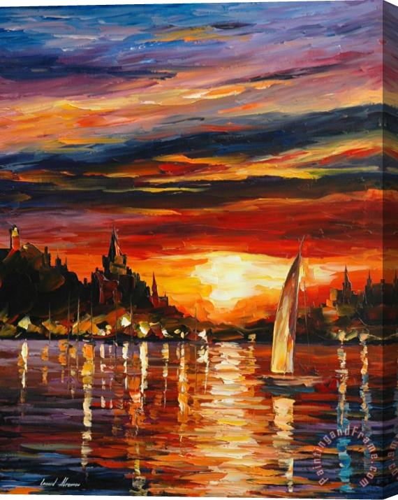 Leonid Afremov Castle By The Sea Stretched Canvas Print / Canvas Art