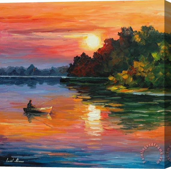 Leonid Afremov Fisherman Stretched Canvas Painting / Canvas Art