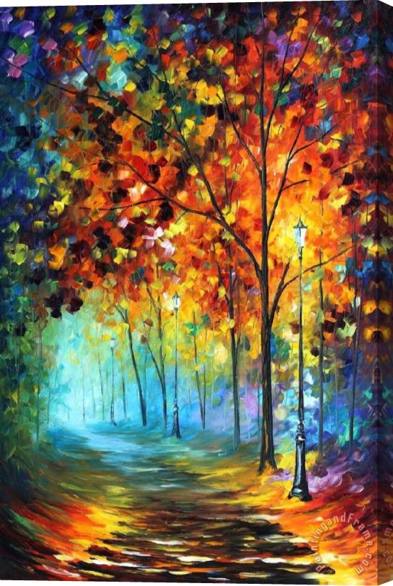 Leonid Afremov Fog Alley Stretched Canvas Painting / Canvas Art