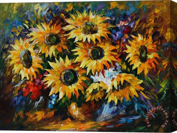 Leonid Afremov Magical Sunflowers Stretched Canvas Print / Canvas Art