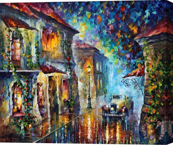 Leonid Afremov Old city Stretched Canvas Painting / Canvas Art