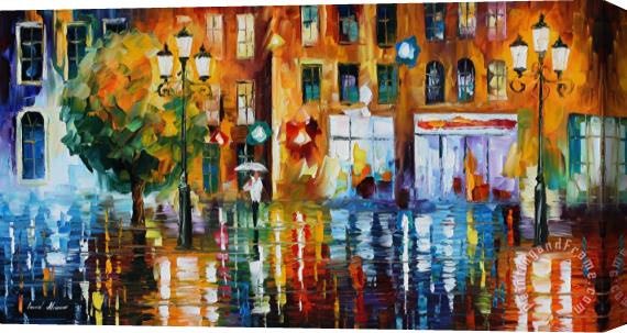 Leonid Afremov Rainy City Stretched Canvas Print / Canvas Art