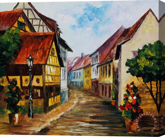 Leonid Afremov Town in Germany Stretched Canvas Painting / Canvas Art