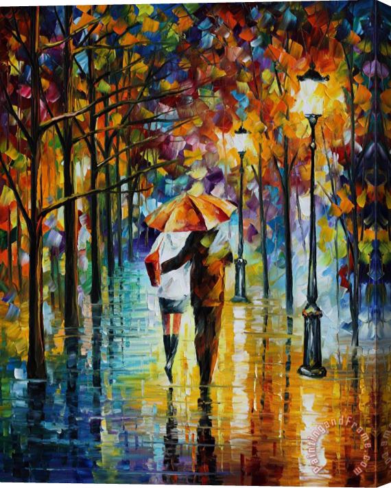 Leonid Afremov Under the red umbrella Stretched Canvas Print / Canvas Art