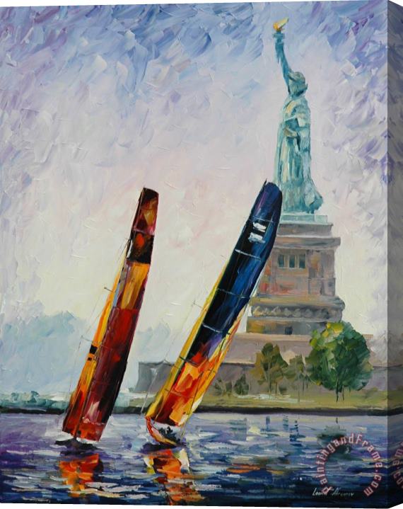 Leonid Afremov Wind Of New York Stretched Canvas Print / Canvas Art
